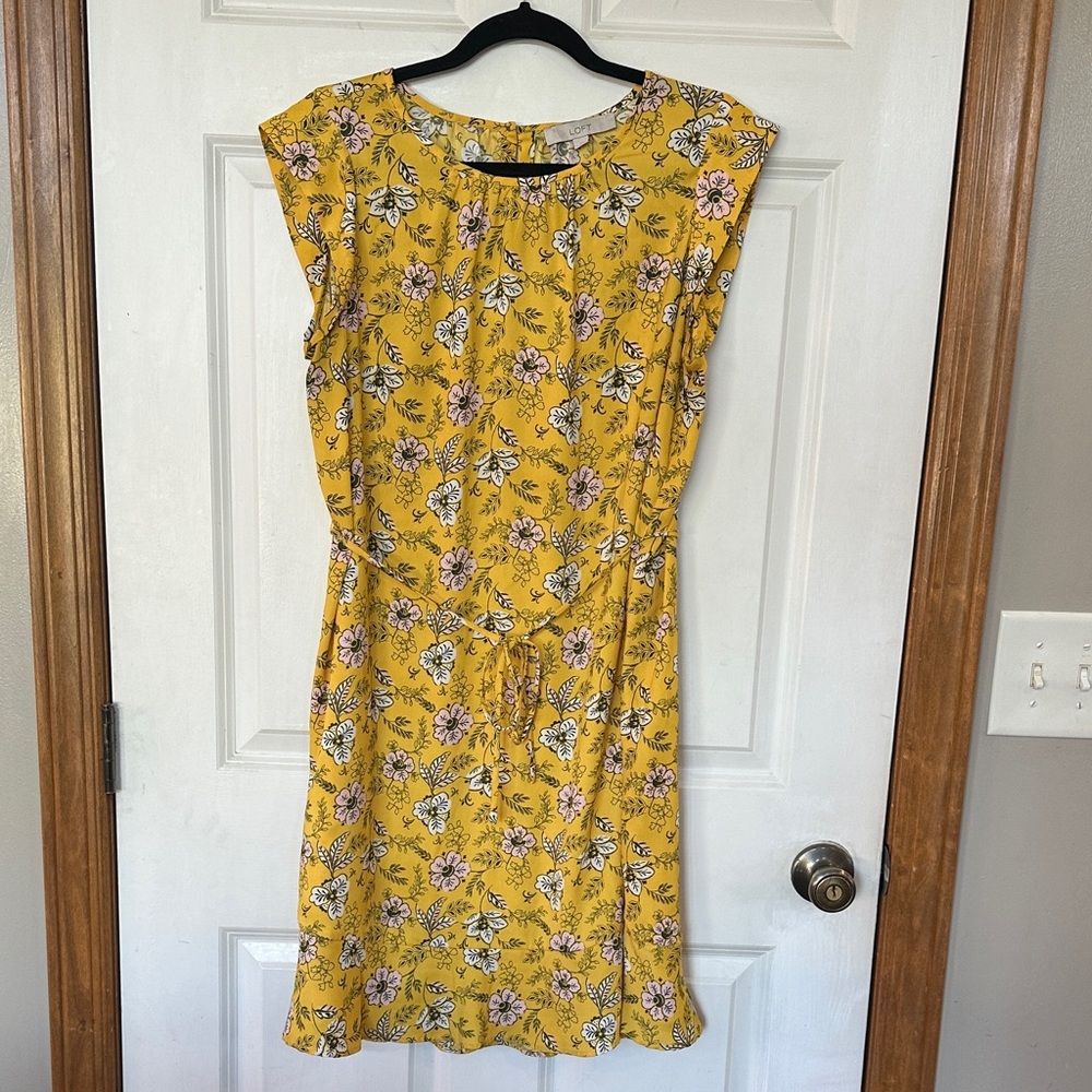 LOFT Yellow Floral Dress